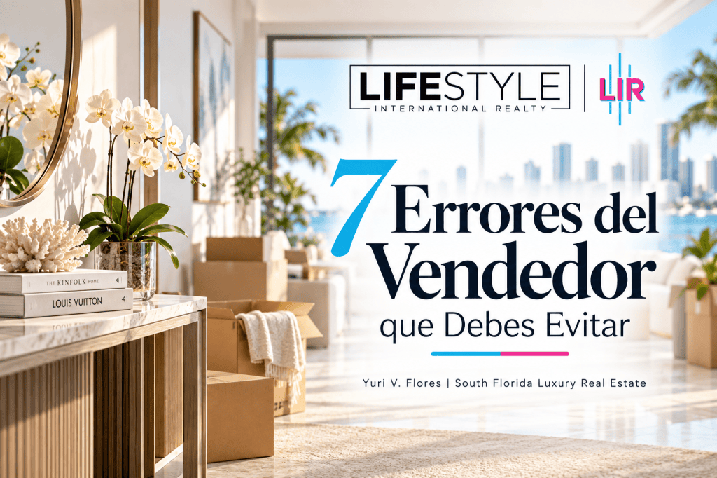Interior de vivienda en South Florida con cajas de mudanza para una guía sobre errores que vendedores deben evitar.